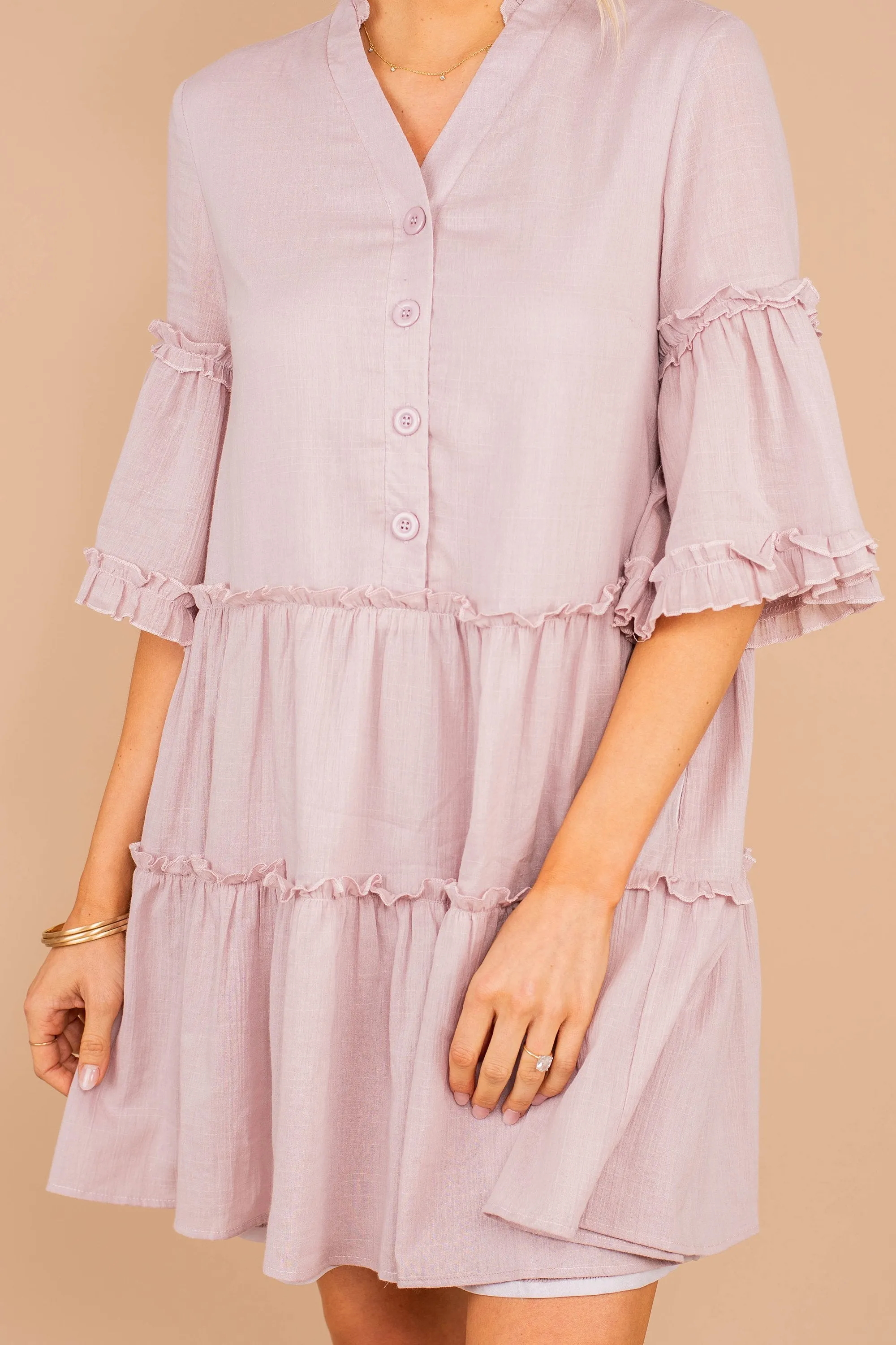 Take You In Mauve Pink Ruffled Dress