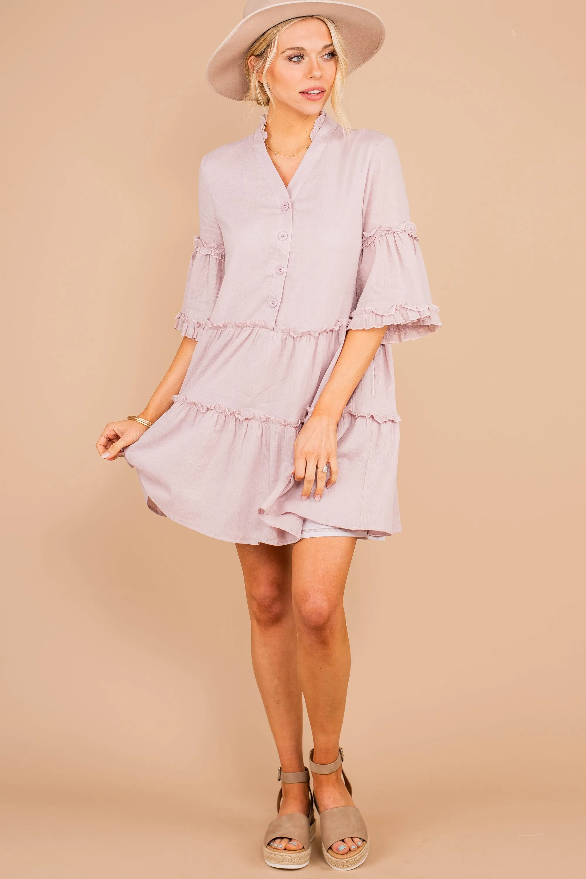 Take You In Mauve Pink Ruffled Dress