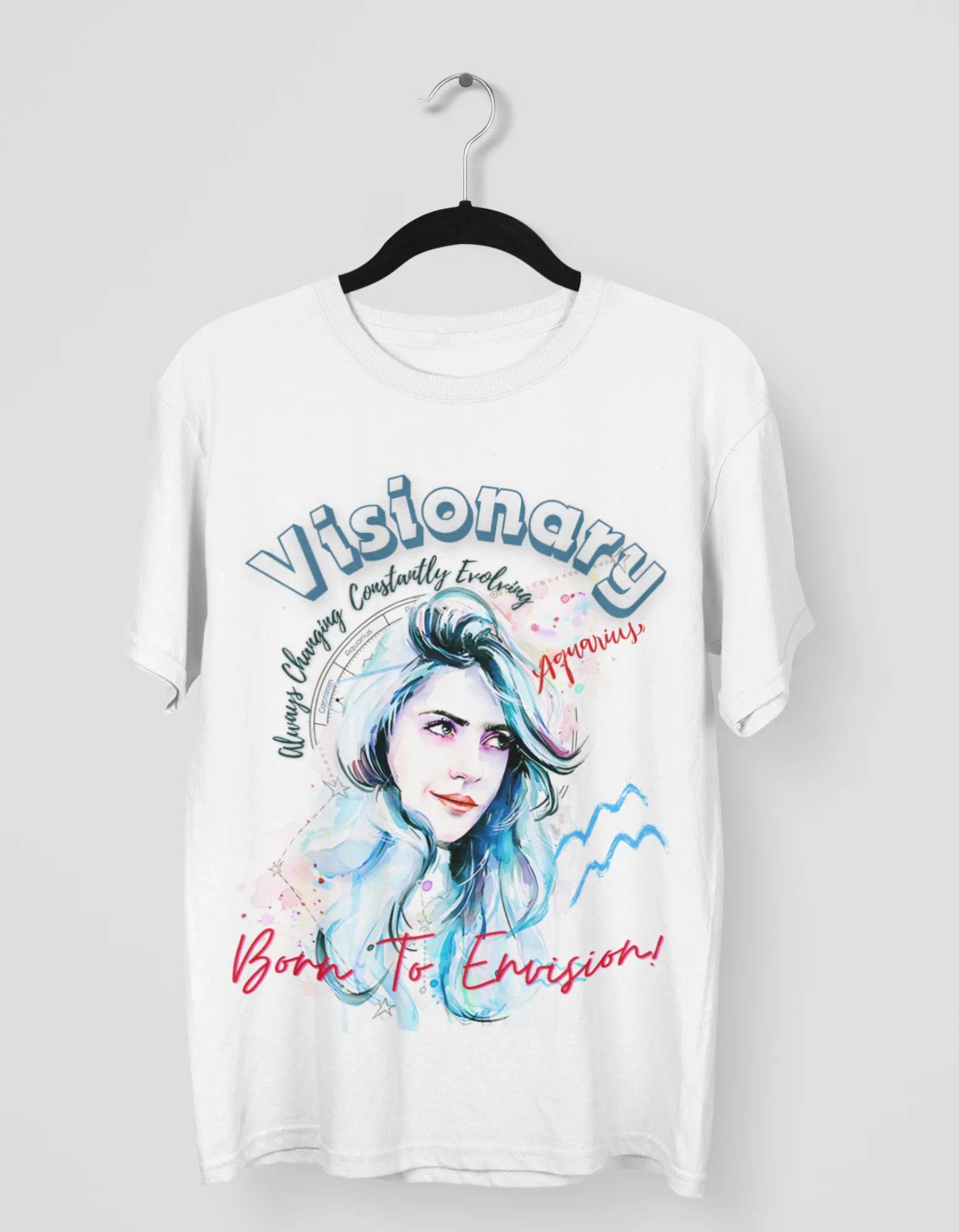 Visionary Aquarius Graphic Printed Oversized T-Shirt For Women