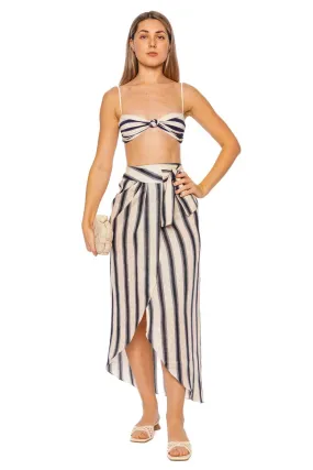 Waves of Destiny Wrap Midi Skirt