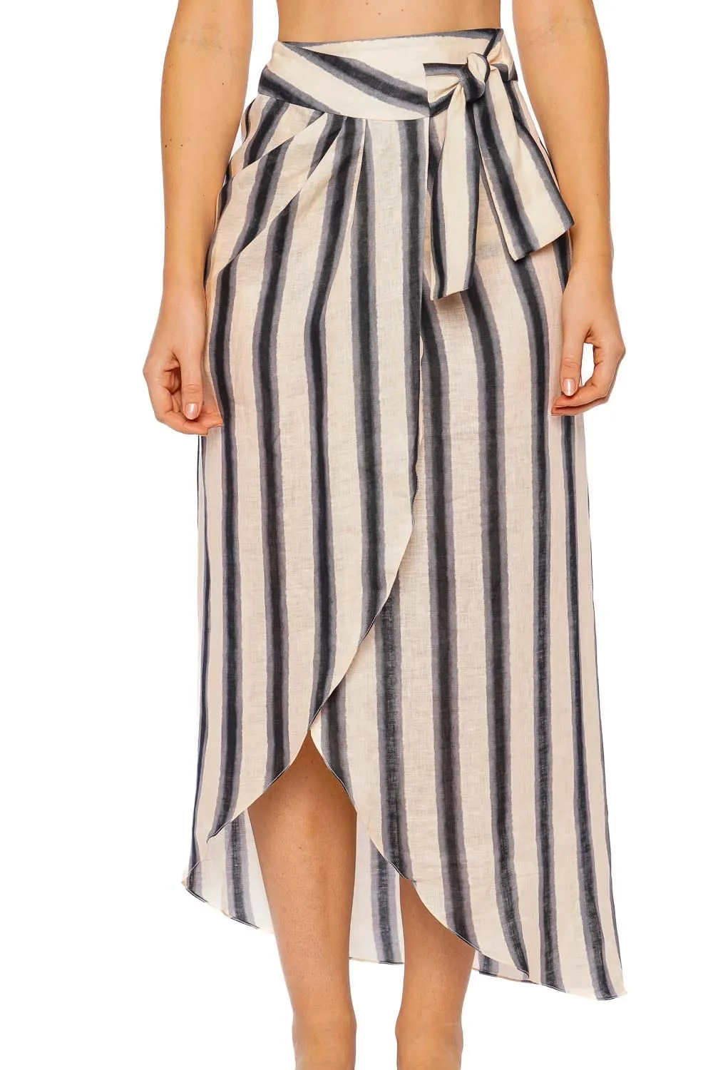 Waves of Destiny Wrap Midi Skirt