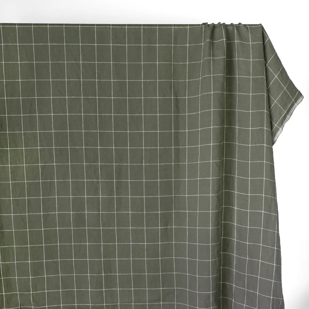 Windowpane Grid Yarn Dyed Linen - Sage