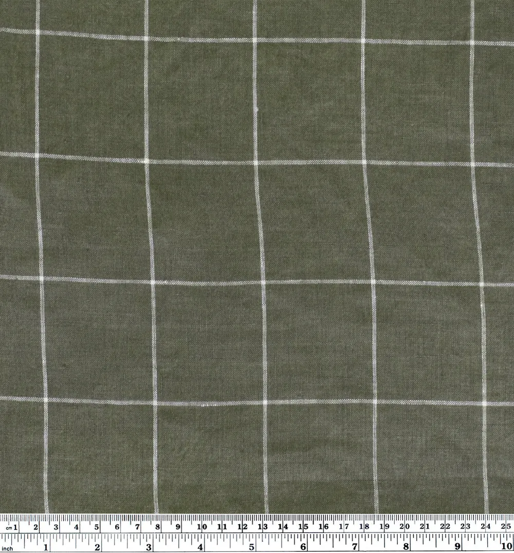 Windowpane Grid Yarn Dyed Linen - Sage