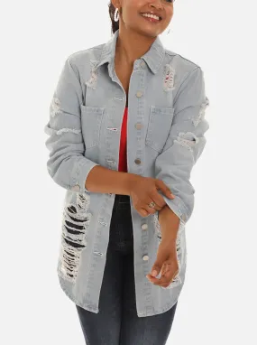 Women's Distressed Shirt with a Solid Back